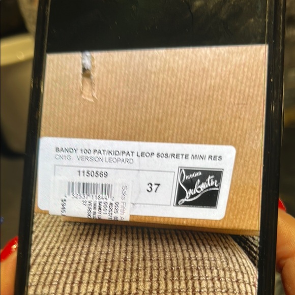 Christian Louboutin Black and Silver Striped Heels